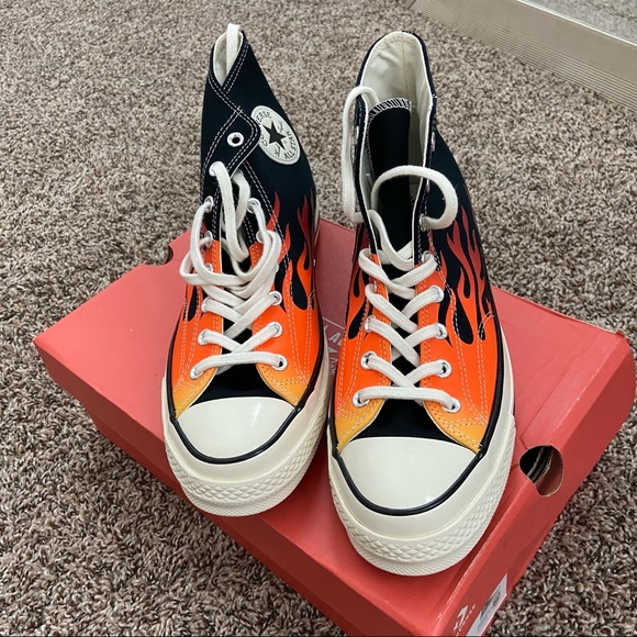 SOLD NEW black flame high top converse - Picture 4 of 8